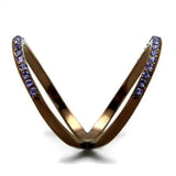 TK2693 - IP Coffee light Stainless Steel Ring with Top Grade Crystal in Tanzanite - Alamode - Flyclothing LLC
