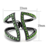 TK2694 - IP Light Black (IP Gun) Stainless Steel Ring with Top Grade Crystal in Multi Color - Alamode - Flyclothing LLC