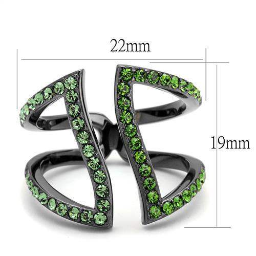TK2694 - IP Light Black (IP Gun) Stainless Steel Ring with Top Grade Crystal in Multi Color - Alamode - Flyclothing LLC