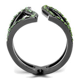 TK2694 - IP Light Black  (IP Gun) Stainless Steel Ring with Top Grade Crystal  in Multi Color - Alamode