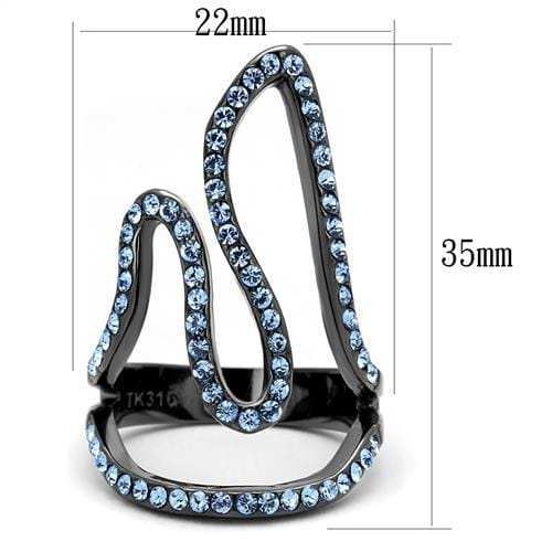 TK2695 - IP Light Black (IP Gun) Stainless Steel Ring with Top Grade Crystal in Aquamarine - Alamode - Flyclothing LLC