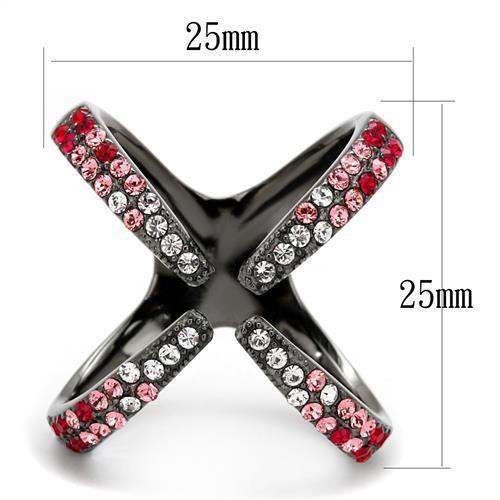 TK2696 - IP Light Black (IP Gun) Stainless Steel Ring with Top Grade Crystal in Multi Color - Alamode - Flyclothing LLC