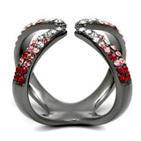 TK2696 - IP Light Black  (IP Gun) Stainless Steel Ring with Top Grade Crystal  in Multi Color - Alamode