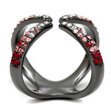 TK2696 - IP Light Black  (IP Gun) Stainless Steel Ring with Top Grade Crystal  in Multi Color - Alamode
