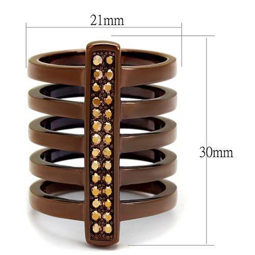 TK2697 - IP Coffee light Stainless Steel Ring with Top Grade Crystal in Light Coffee - Alamode - Flyclothing LLC