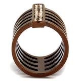 TK2697 - IP Coffee light Stainless Steel Ring with Top Grade Crystal  in Light Coffee - Alamode