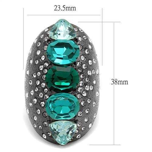 TK2698 - IP Light Black (IP Gun) Stainless Steel Ring with Top Grade Crystal in Multi Color - Alamode - Flyclothing LLC