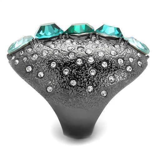 TK2698 - IP Light Black (IP Gun) Stainless Steel Ring with Top Grade Crystal in Multi Color - Alamode - Flyclothing LLC