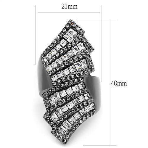 TK2699 - IP Light Black (IP Gun) Stainless Steel Ring with AAA Grade CZ in Clear - Alamode - Flyclothing LLC