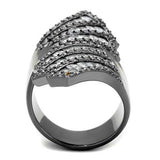 TK2699 - IP Light Black (IP Gun) Stainless Steel Ring with AAA Grade CZ in Clear - Alamode - Flyclothing LLC