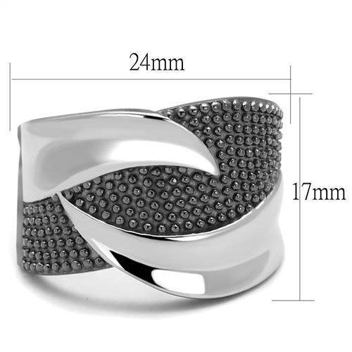 TK2700 - Two Tone IP Light Black (IP Gun) Stainless Steel Ring with No Stone - Alamode - Flyclothing LLC