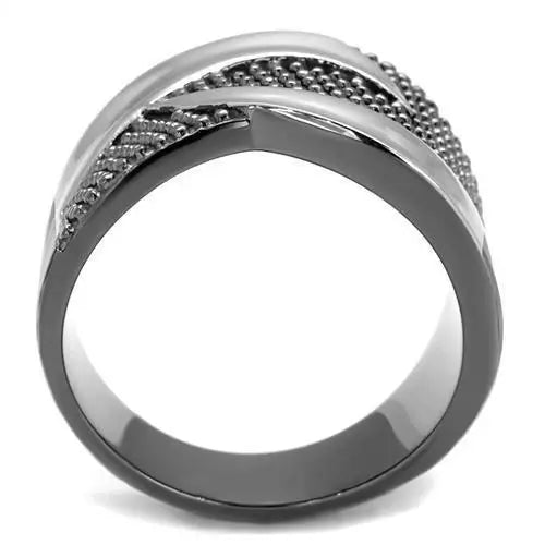 TK2700 - Two Tone IP Light Black (IP Gun) Stainless Steel Ring with No Stone - Alamode - Flyclothing LLC