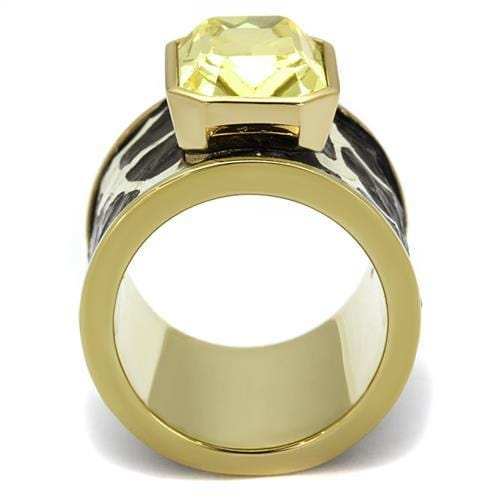 TK2701 - IP Gold(Ion Plating) Stainless Steel Ring with Top Grade Crystal in Citrine Yellow - Alamode - Flyclothing LLC