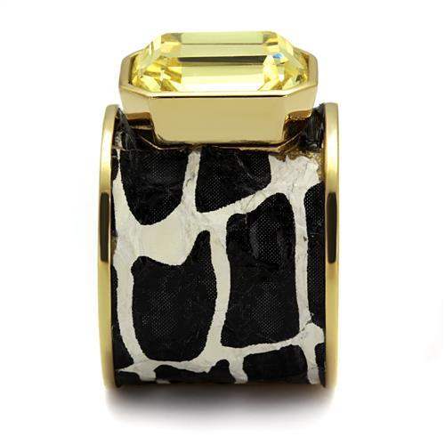 TK2701 - IP Gold(Ion Plating) Stainless Steel Ring with Top Grade Crystal in Citrine Yellow - Alamode - Flyclothing LLC