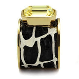 TK2701 - IP Gold(Ion Plating) Stainless Steel Ring with Top Grade Crystal  in Citrine Yellow - Alamode