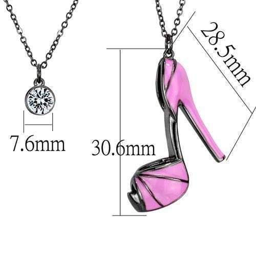 TK2703 - IP Light Black (IP Gun) Stainless Steel Chain Pendant with Top Grade Crystal in Clear - Alamode - Flyclothing LLC