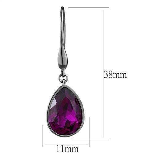 TK2705 - IP Light Black (IP Gun) Stainless Steel Earrings with Top Grade Crystal in Fuchsia - Alamode - Flyclothing LLC