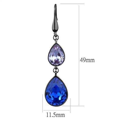 TK2706 - IP Light Black (IP Gun) Stainless Steel Earrings with Top Grade Crystal in Multi Color - Alamode - Flyclothing LLC