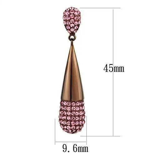 TK2707 - IP Coffee light Stainless Steel Earrings with Top Grade Crystal in Light Peach - Alamode - Flyclothing LLC