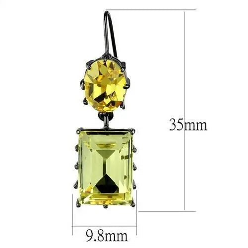 TK2709 - IP Light Black (IP Gun) Stainless Steel Earrings with Top Grade Crystal in Multi Color - Alamode - Flyclothing LLC