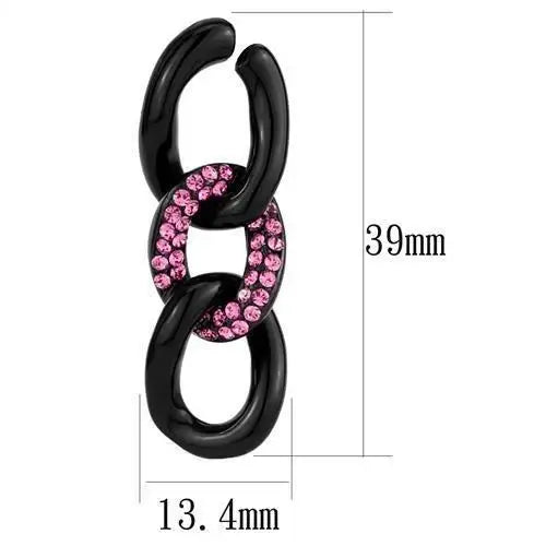 TK2711 - IP Black(Ion Plating) Stainless Steel Earrings with Top Grade Crystal in Light Peach - Alamode - Flyclothing LLC