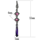TK2712 - IP Light Black (IP Gun) Stainless Steel Earrings with AAA Grade CZ in Amethyst - Alamode - Flyclothing LLC