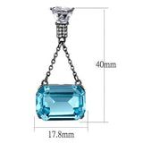 TK2713 - IP Light Black  (IP Gun) Stainless Steel Earrings with Top Grade Crystal  in Sea Blue - Alamode