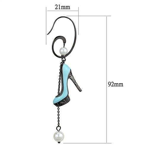 TK2721 - IP Light Black (IP Gun) Stainless Steel Earrings with Synthetic Pearl in White - Alamode - Flyclothing LLC