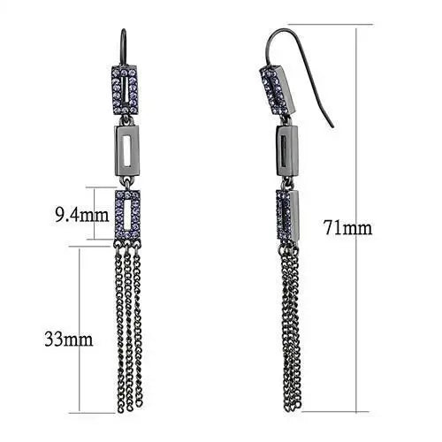 TK2722 - IP Light Black (IP Gun) Stainless Steel Earrings with Top Grade Crystal in Tanzanite - Alamode - Flyclothing LLC
