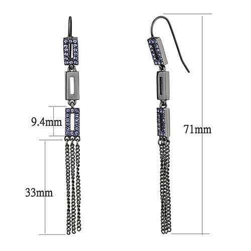 TK2722 - IP Light Black (IP Gun) Stainless Steel Earrings with Top Grade Crystal in Tanzanite - Alamode - Flyclothing LLC