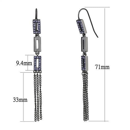 TK2722 - IP Light Black  (IP Gun) Stainless Steel Earrings with Top Grade Crystal  in Tanzanite