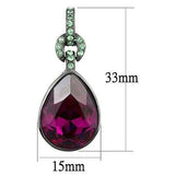 TK2726 - IP Light Black (IP Gun) Stainless Steel Earrings with Top Grade Crystal in Fuchsia - Alamode - Flyclothing LLC