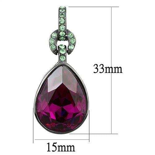 TK2726 - IP Light Black (IP Gun) Stainless Steel Earrings with Top Grade Crystal in Fuchsia - Alamode - Flyclothing LLC