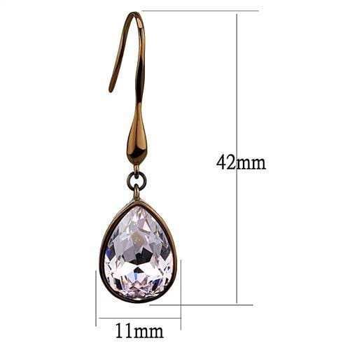 TK2727 - IP Coffee light Stainless Steel Earrings with Top Grade Crystal in Light Peach - Alamode - Flyclothing LLC