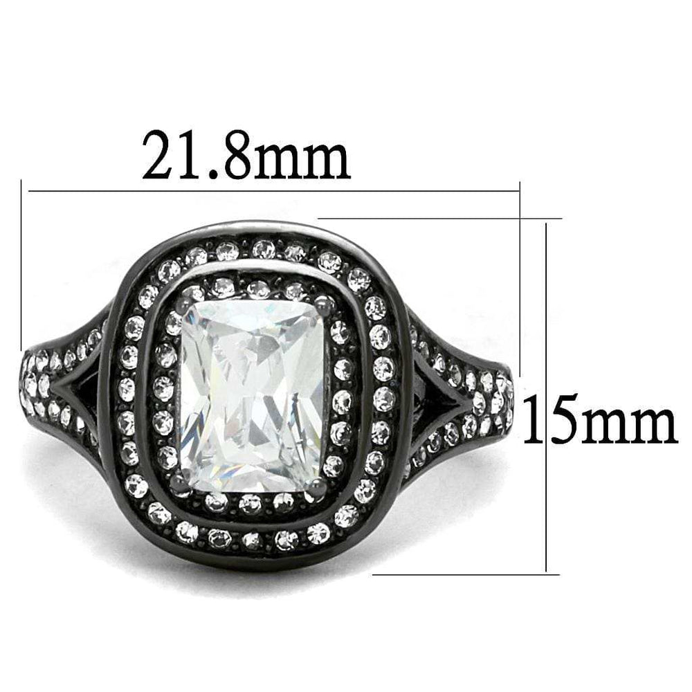 TK2731 - IP Light Black (IP Gun) Stainless Steel Ring with AAA Grade CZ in Clear - Alamode - Flyclothing LLC