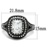 TK2731 - IP Light Black  (IP Gun) Stainless Steel Ring with AAA Grade CZ  in Clear