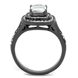 TK2731 - IP Light Black (IP Gun) Stainless Steel Ring with AAA Grade CZ in Clear - Alamode - Flyclothing LLC