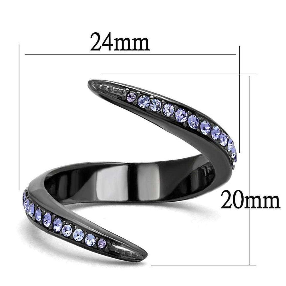 TK2732 - IP Light Black (IP Gun) Stainless Steel Ring with Top Grade Crystal in Tanzanite - Alamode - Flyclothing LLC