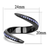 TK2732 - IP Light Black  (IP Gun) Stainless Steel Ring with Top Grade Crystal  in Tanzanite - Alamode