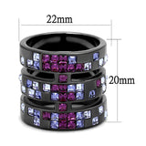 TK2734 - IP Light Black  (IP Gun) Stainless Steel Ring with Top Grade Crystal  in Multi Color - Alamode