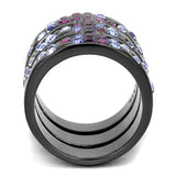 TK2734 - IP Light Black  (IP Gun) Stainless Steel Ring with Top Grade Crystal  in Multi Color - Alamode