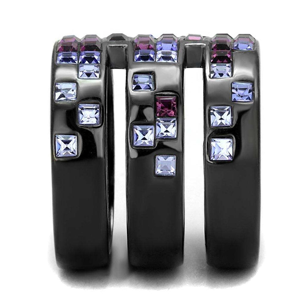 TK2734 - IP Light Black (IP Gun) Stainless Steel Ring with Top Grade Crystal in Multi Color - Alamode - Flyclothing LLC