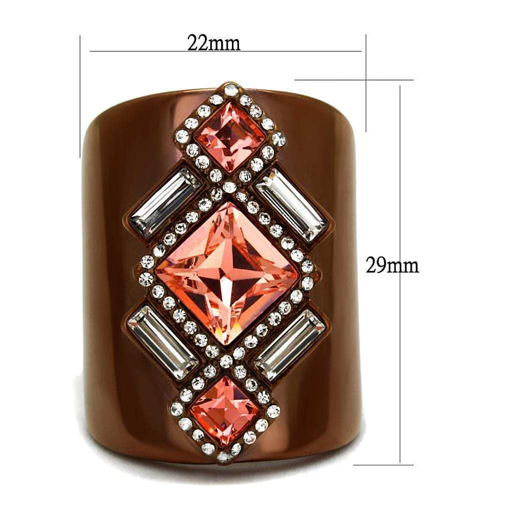 TK2735 - IP Coffee light Stainless Steel Ring with Top Grade Crystal in Rose - Alamode - Flyclothing LLC