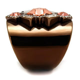 TK2735 - IP Coffee light Stainless Steel Ring with Top Grade Crystal in Rose - Alamode - Flyclothing LLC