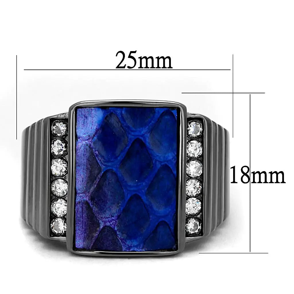 TK2736 - IP Light Black (IP Gun) Stainless Steel Ring with Leather in Montana - Alamode - Flyclothing LLC