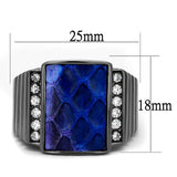 TK2736 - IP Light Black  (IP Gun) Stainless Steel Ring with Leather  in Montana - Alamode