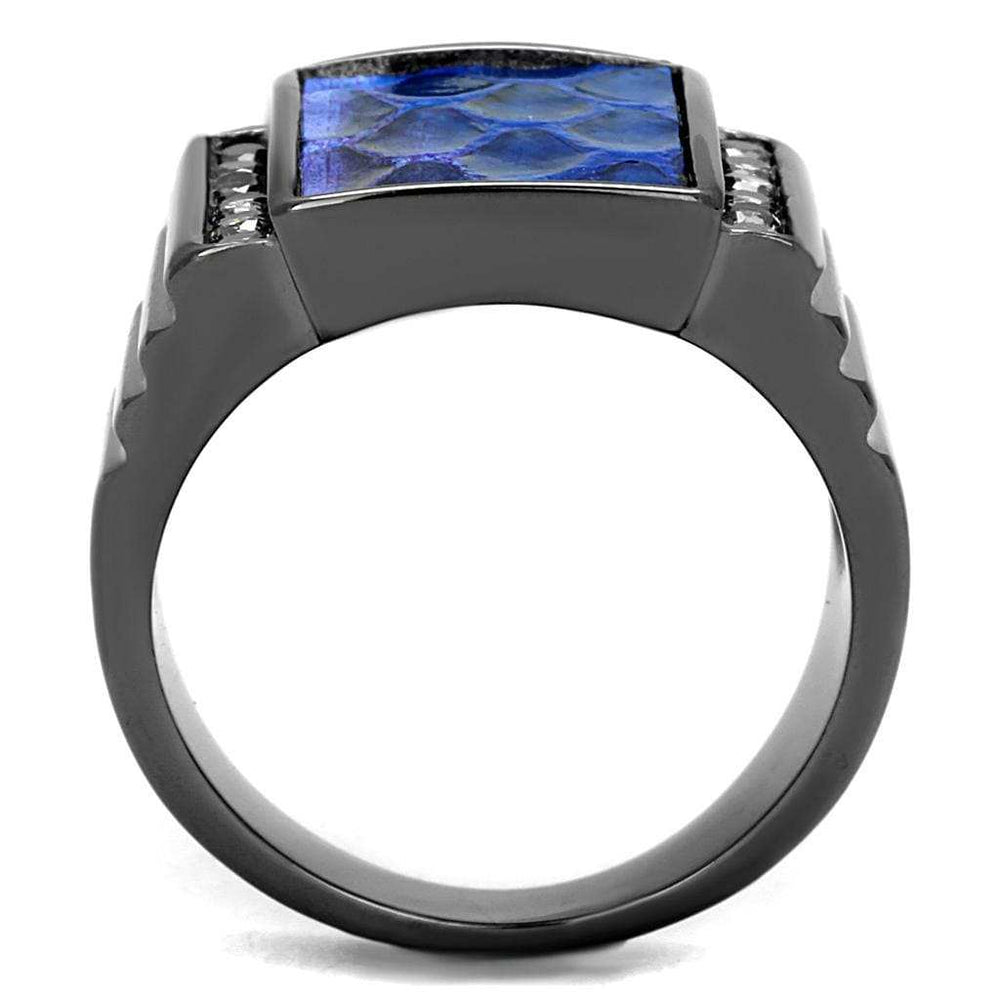 TK2736 - IP Light Black (IP Gun) Stainless Steel Ring with Leather in Montana - Alamode - Flyclothing LLC