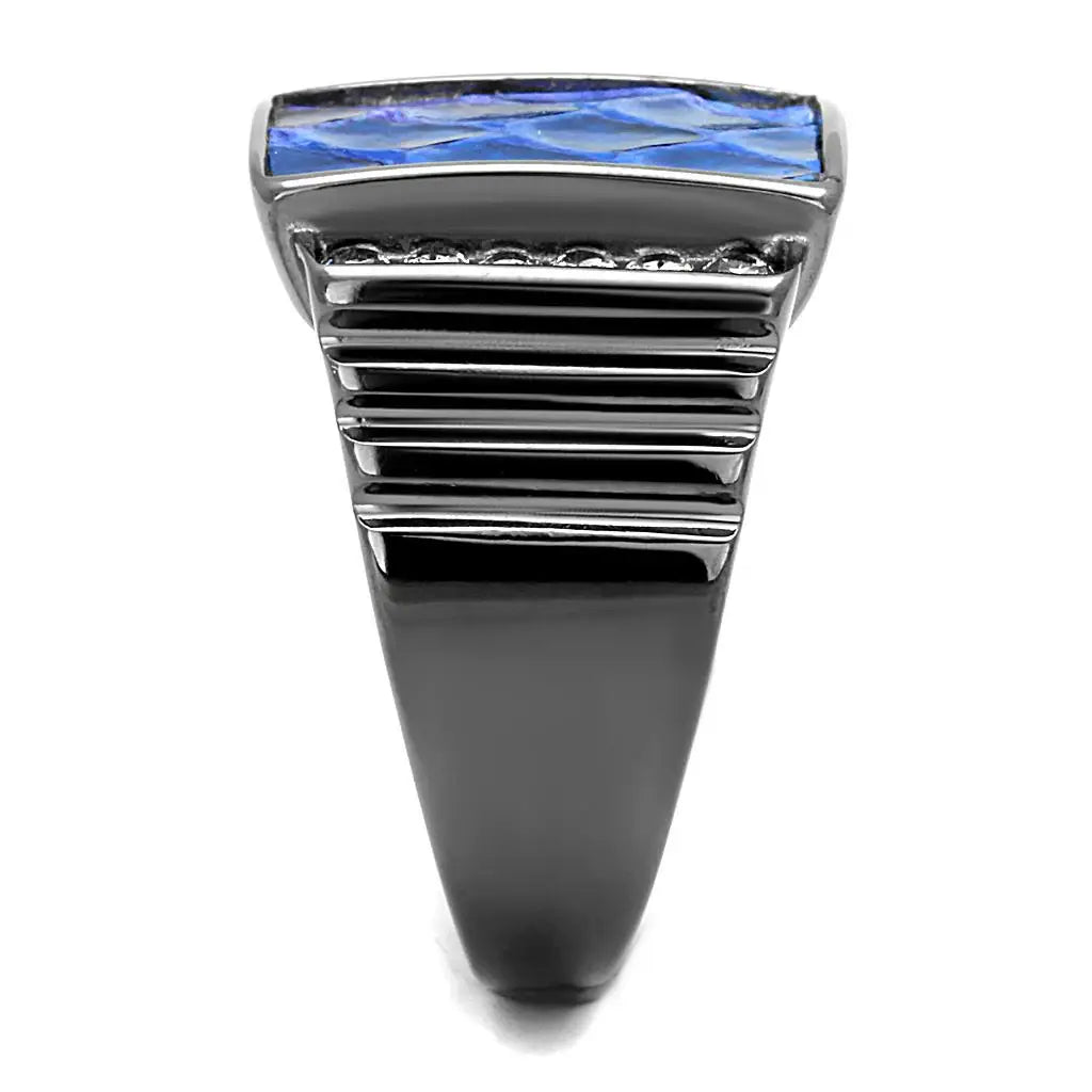 TK2736 - IP Light Black (IP Gun) Stainless Steel Ring with Leather in Montana - Alamode - Flyclothing LLC
