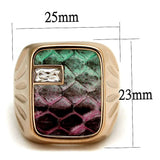 TK2737 - IP Rose Gold(Ion Plating) Stainless Steel Ring with Leather in Multi Color - Alamode - Flyclothing LLC