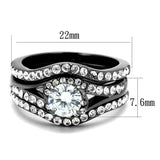 TK2739 - IP Light Black  (IP Gun) Stainless Steel Ring with AAA Grade CZ  in Clear - Alamode